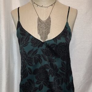 GAP Black Floral Camisole on Deep Green